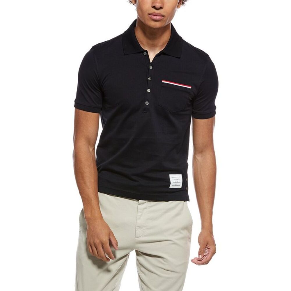 Thom Browne Mens  Polo Shirt, Black
